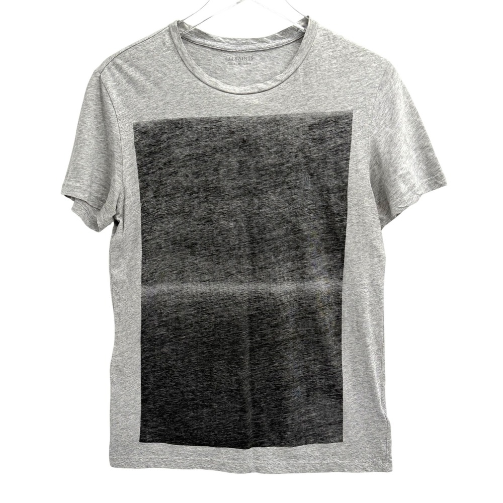 AllSaints Nic Tonic Short Sleeve Crew Mens Size S Grey Marl Graphic T-Shirt